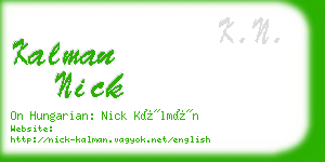 kalman nick business card